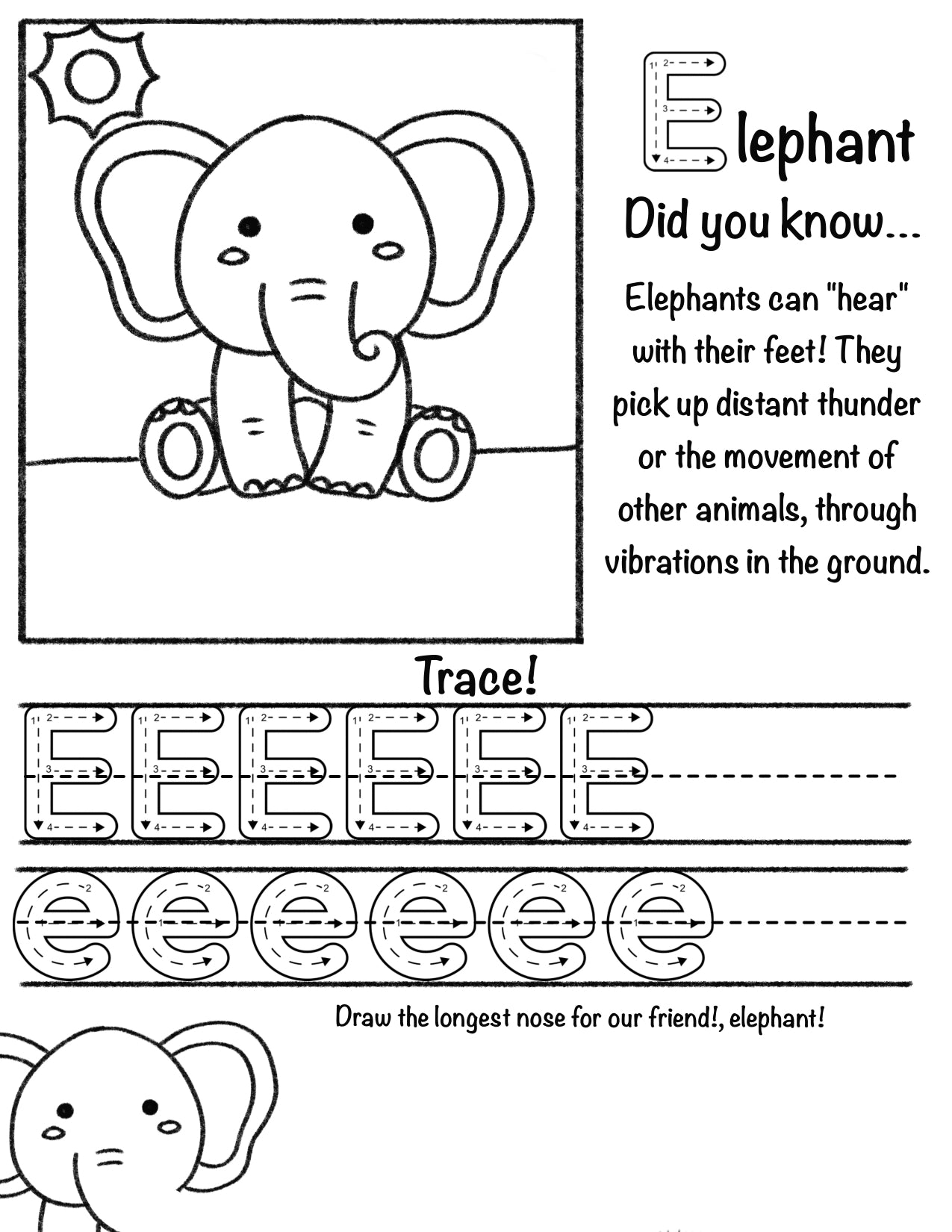 Letter "E"lephant Worksheet