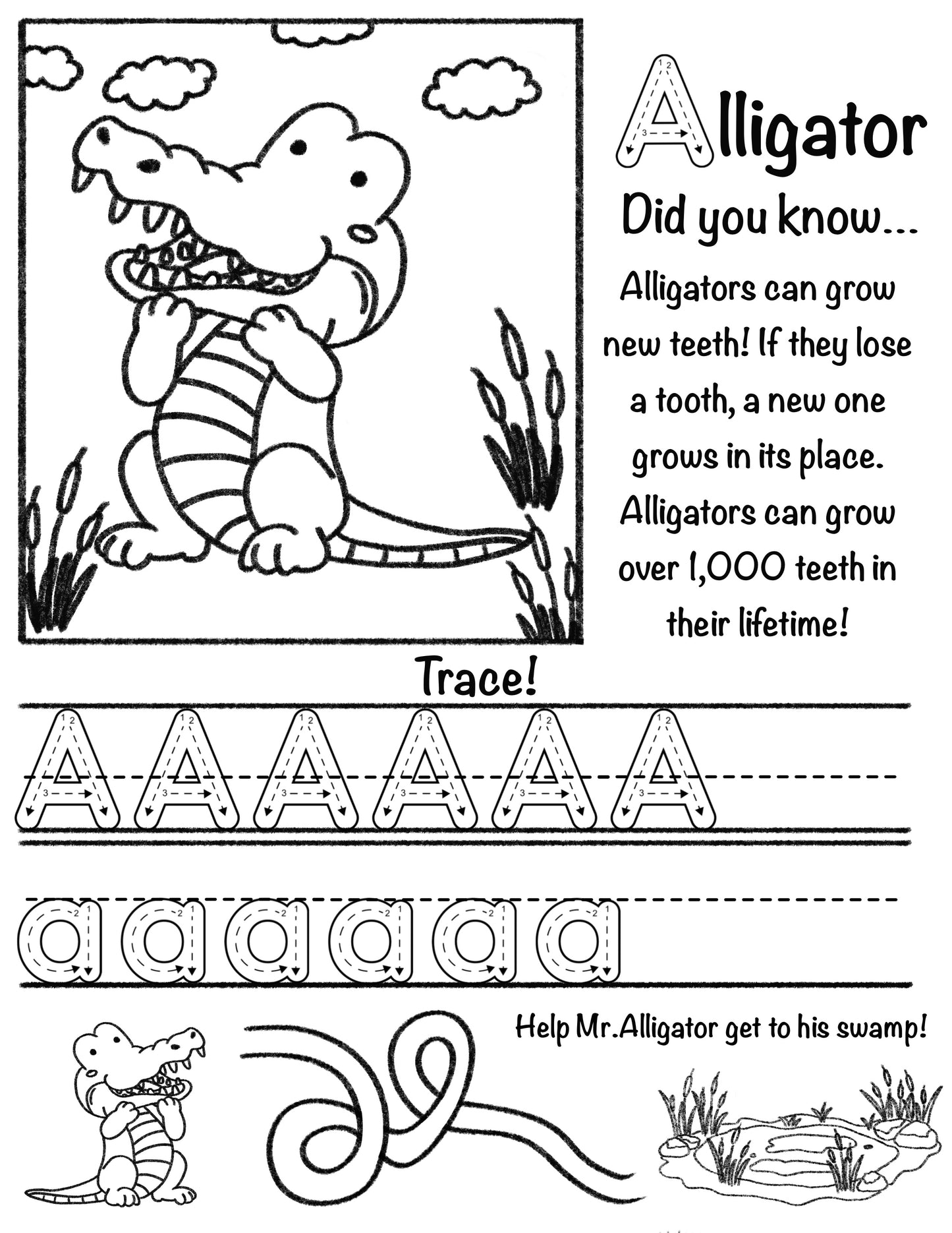 Letter "A"lligator Worksheet